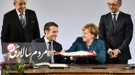 مرکل و مکرون در شهر آخن آلمان یک پیمان دوستی جدید امضاء کردند.