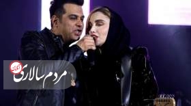 نگین پارسا و حمید عسکری در صحنه ای از کنسرت دهم بهمن