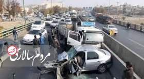 تصادف زنجیره ای شدید در بزرگراه همت تهران