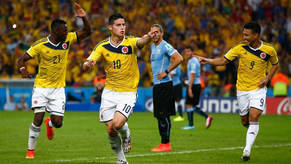 کلمبيا با درخشش رودريگز از سد اروگوئه گذشت