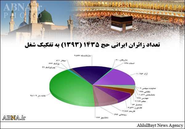 تعداد حجاج ایرانی به تفکیک شغل/نمودار