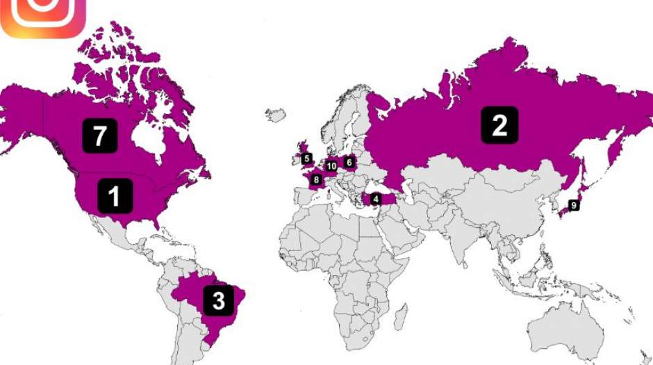 کشورهایی با بیشترین کاربر اینستاگرام