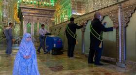 ضدعفونی کردن شاهچراغ به روایت تصویر
