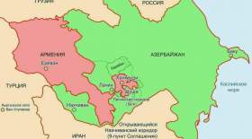 تصویر نقشه جدید قره‌باغ است که رسانه‌های روسی منتشر کرده‌اند.
