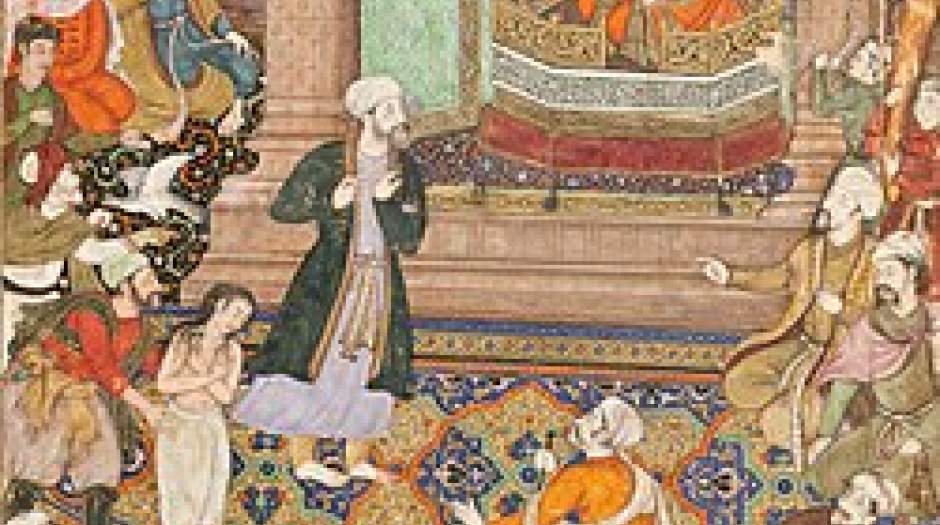 یک نقاشی مینیاتور، مربوط به حکایتی از گلستان سعدی در باب عفو و سیرت شاهان، اثر باساوان، از هنرمندان طراز اول دربار گورکانی که در سال ۱۵۹۶ میلادی خلق شد.
این اثر اکنون در مالکیت موزه هنر شهرستان لس‌آنجلس قرار دارد.