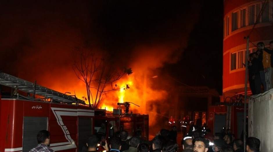 آتش‌سوزی در بزرگترین بازارچه مهاباد