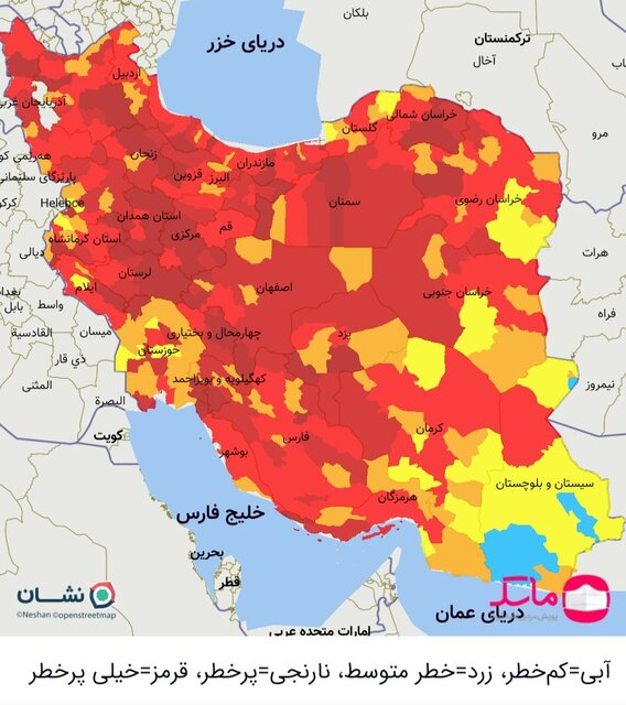 رنگ‌بندی جدید کرونا در کشور