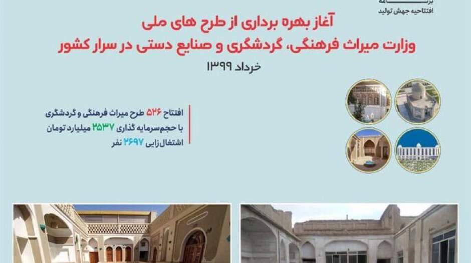 افتتاح ۵٢۶ طرح میراث‌فرهنگی