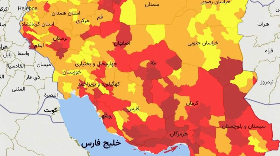 ۱۴۳ شهر در وضعیت قرمز کرونا قرار گرفتند