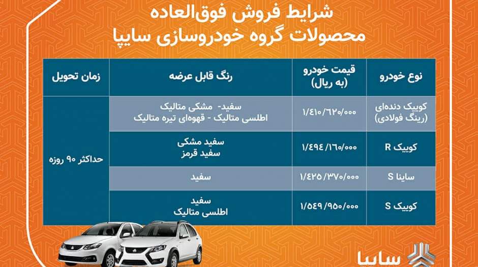 آغاز فروش فوري 4 محصول سايپا از فردا