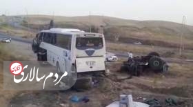 تصادف شدید اتوبوس زائران کربلا در آزادراه تهران - ساوه