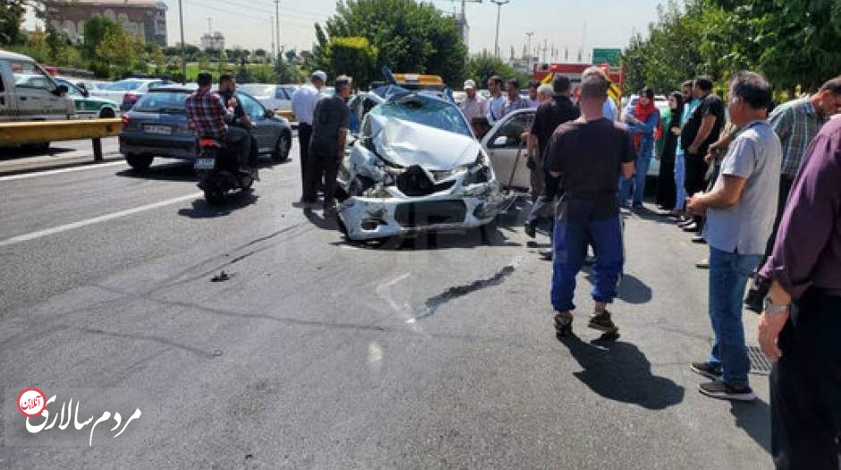 برخورد هولناک خودروی حمل سیمان با ۷ خودرو در بزرگراه اشرفی اصفهانی‌