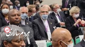 نحوه عجیب ماسک زدن وزیر نفت در آیین تدفین نخست وزیر ژاپن