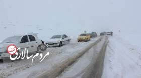 عکسی جالب از جاده هراز در دل برف